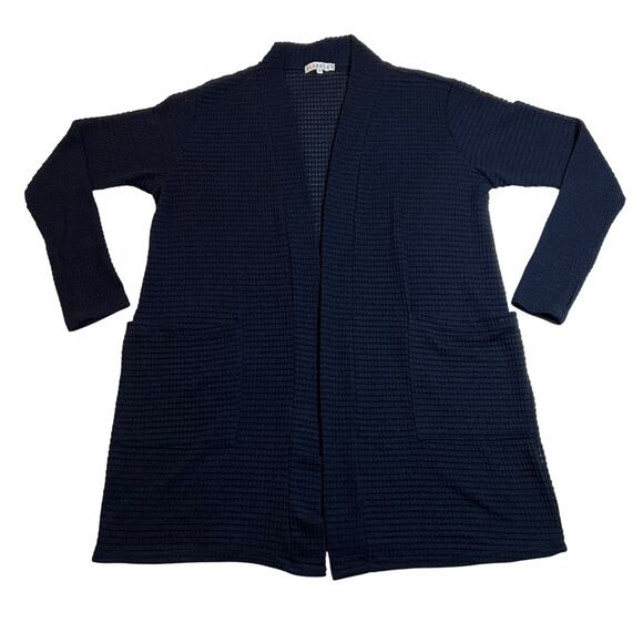 Blakeley Open Front Waffle Knit Cardigan w/ Pockets Size Petite Small Neutral - Picture 1 of 7